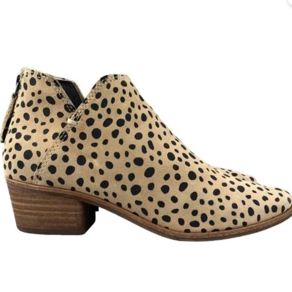 Dolce Vita Women's Size 9.5 Kaidie Tan Black Leopard Suede Spotted Ankle Booties